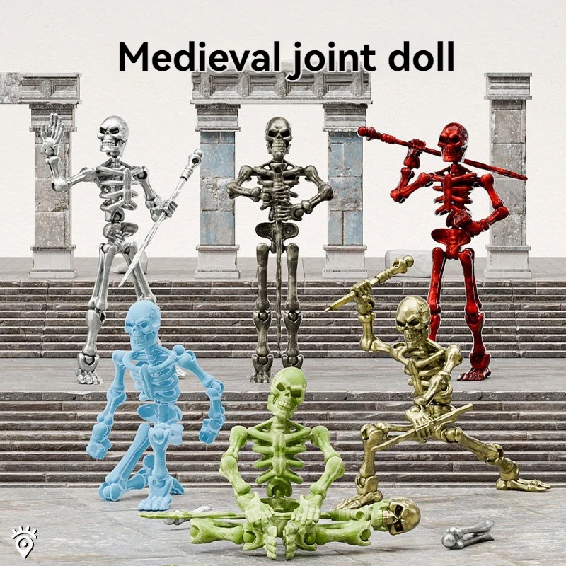 Halloween Action Figure Death God Skeleton Multi-Joint Mobile Shapeshift Robot, T13 Action Manikin Character Figure Toys Gifts