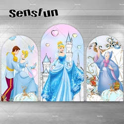 Fairy Tale Castle Princess Cinderella Arch Backdrop for Girls Birthday Party Background Dessert Table Banner Doubleside