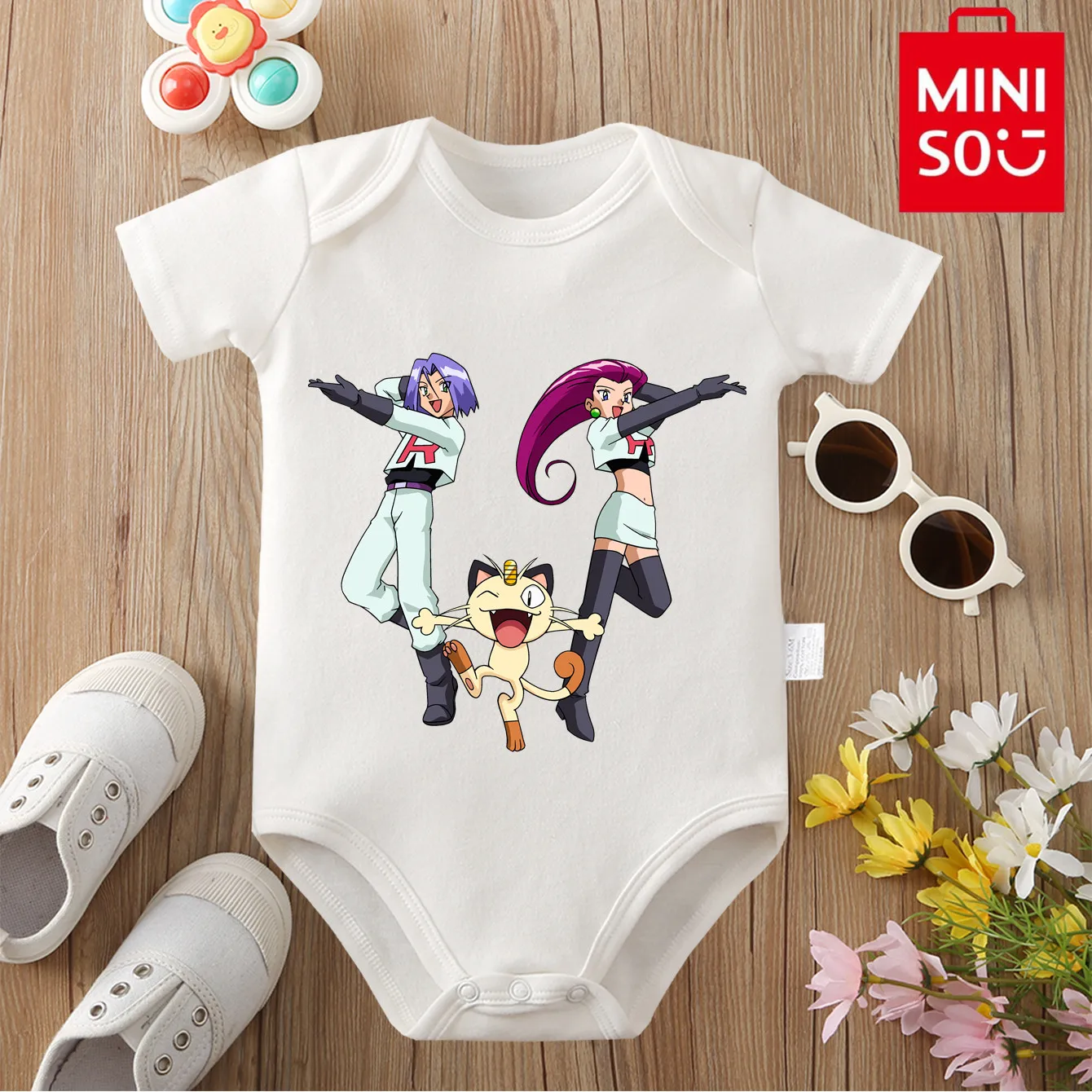 

MINISO карманный монстр-ракета из чистого хлопка, боди в японском стиле для ребенка, комбинезон для новорожденных от 0 до 12 месяцев