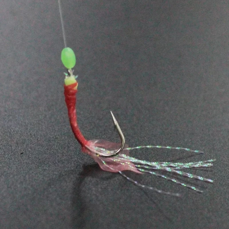 25bags/lot Fish Hook Bionics Rubber Skin Hook String Hooks Sabiki Sabki tied Luminous beads carp feeder Fishing Pesca Peche