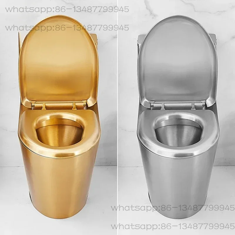 304 Stainless Steel Toilet, Golden Creative WC Commode, Luxury Bathroom Sitting Toilet for Bar & Homestay