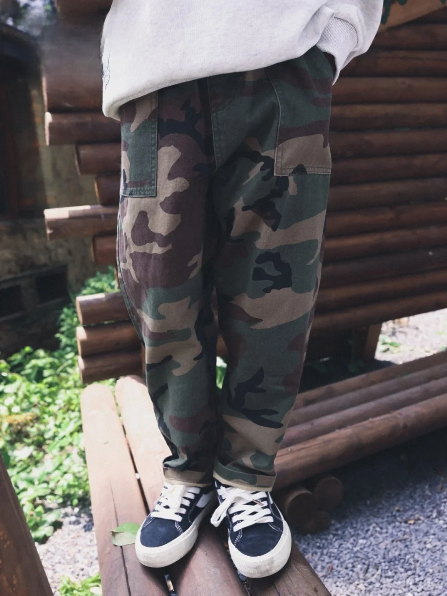 Pure Cotton Camouflage Outdoor Children's Workwear Trousers for Boys Straight Leg Long Pants Spring Autumn New Style Wear Res...