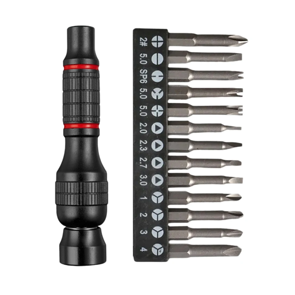 Aluminum Alloy Screwdriver Handle 1/4 Inch Hex Socket With Magnetic Bits Holder For Torx For Cross Slotted Screw DIY Home Tool