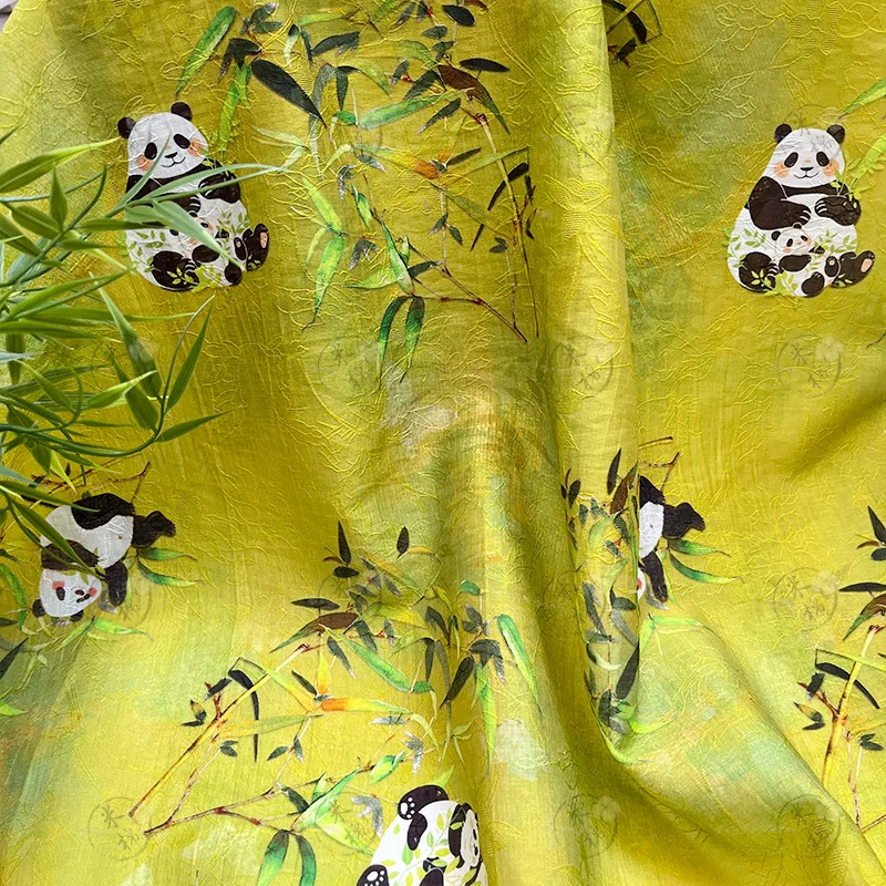 

Soft Tencel Panda Bamboo Branch Jacquard Fabric DIY Sewing Hanfu Dress Cheongsam Shirt Decoration Sewing Cloth