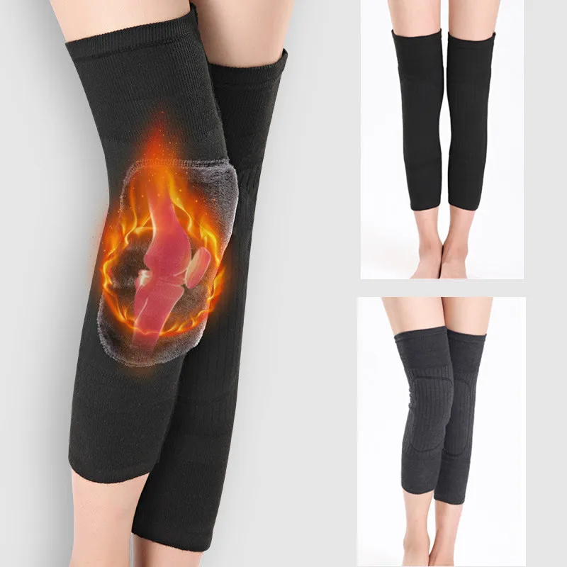 Jambières en cachemire pour hommes et femmes, 1 paire, Support de genou, chaud pour l'hiver, laine thermique, cyclisme, Ski, course à pied