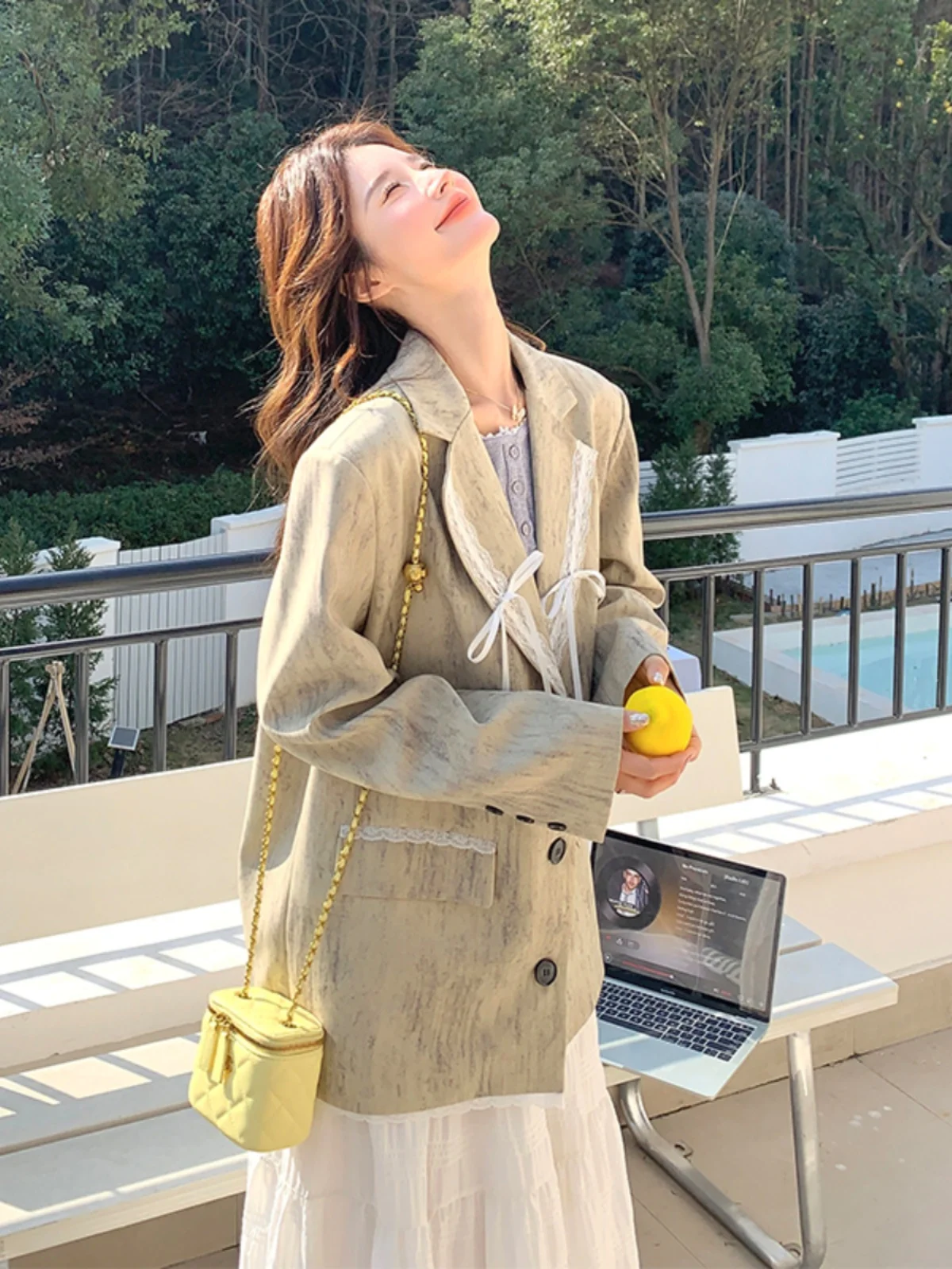 

Женский костюм-двойка в западном стиле, окрашенный, для деловых женщин, весна-осень 2025, новая дизайнерская сенсация, очень красивый