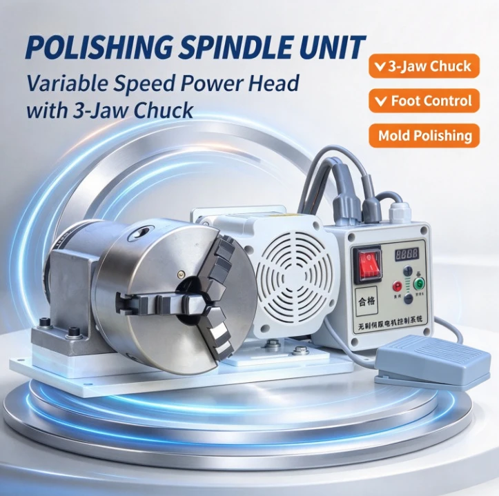 HeavyDuty Variable‑Speed Motor 3‑Jaw Chuck Power Head Assembly Mini Lathe For Mold Core PolishingBilliard Cue Repair Refinishing