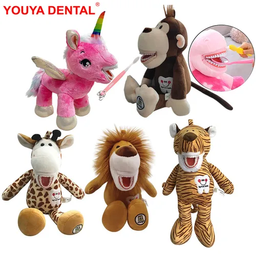Imagen 1 del producto Juguetes de peluche dentales con modelo de dientes, cepillo de dientes para niños, animales de peluche, muñecos suaves de dentista, accesorios de odontología, regalos