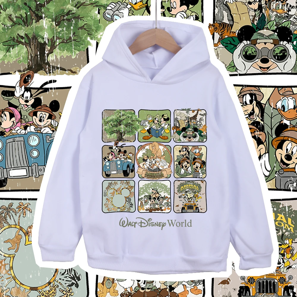 

Худи с принтом Disney World Fall/Winter 2026 в стиле ретро Nine Square Theme, 100% хлопок, для мальчиков и девочек, куртка для родителей и детей