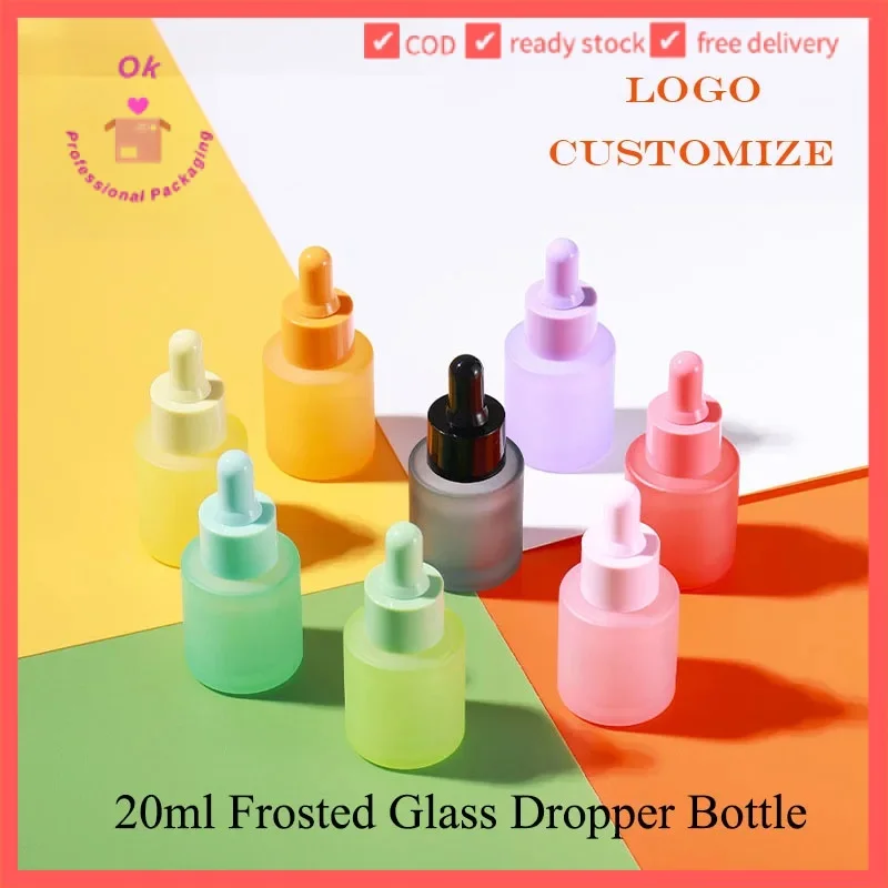 

5/10/20/50pcs Frosted Glass Dropper bottle 20ml Essential Oil Refill Multicolor Red Pink Purple Perfume GY2312091