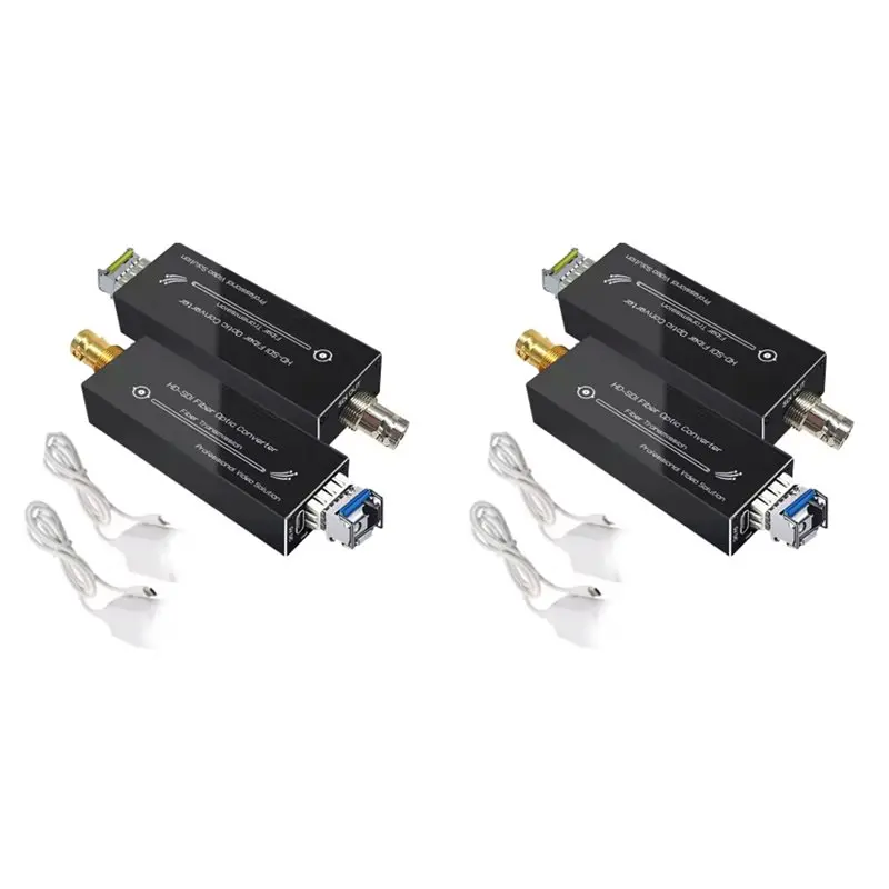 A96T 4X Compact SDI Fiber Extender 1080P&30HZ HD-SDI Over Fiber Converter Broadcast Level Single-Mode Single Fiber 20Km EU