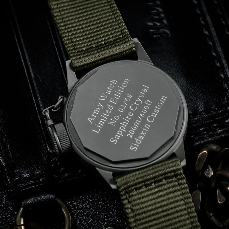 SIDAXIN ساعة الطيار الرجالية 38 مللي متر كوارتز ساعة اليد 20ATM مقاوم للماء BGW-9 مضيئة الياقوت مرآة VD78 الطلب الثاني الصغير #5