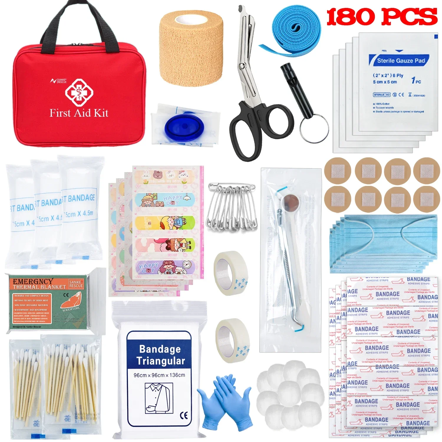

26-330 PCS First Aid Kit with Carrying Pouch, Outdoor First Aid Kit - Essential Emergency Kit for Camping, Hiking and Travell