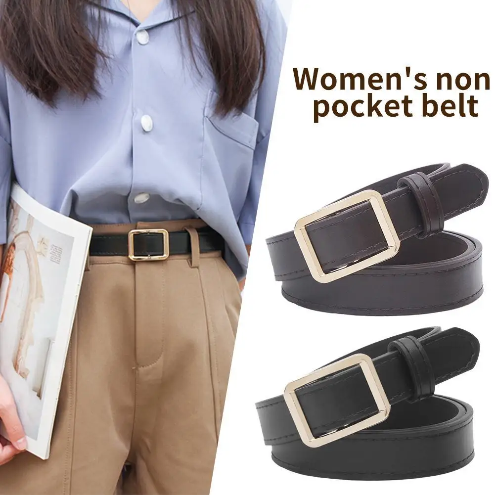 Non-perforated Belt Jeans Practical Decoration Stylish Vintage Student Belt For Ladies Casual And Formal Occasions