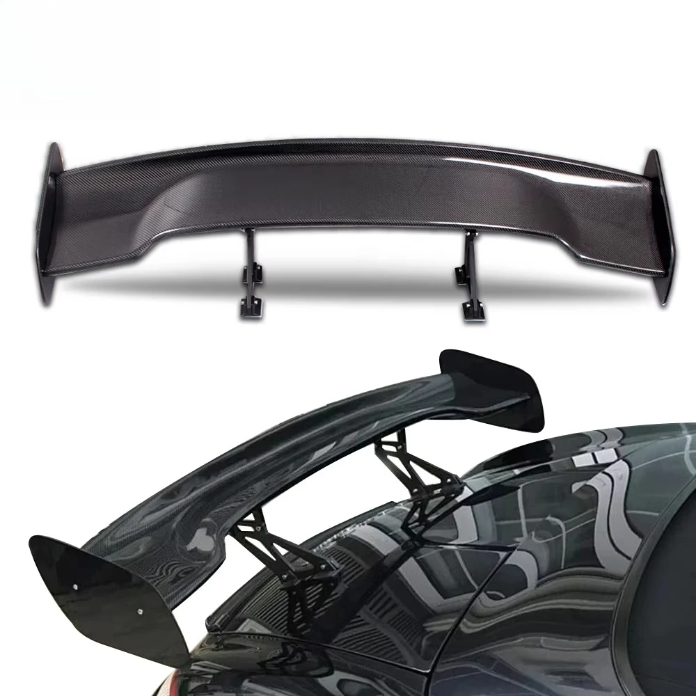 

Automobile Universal Tail Wing Assembly Carbon Fiber Black Car Modified Tail Spoiler Sedan GT Style Rear Bumper Trim Trunk Kit