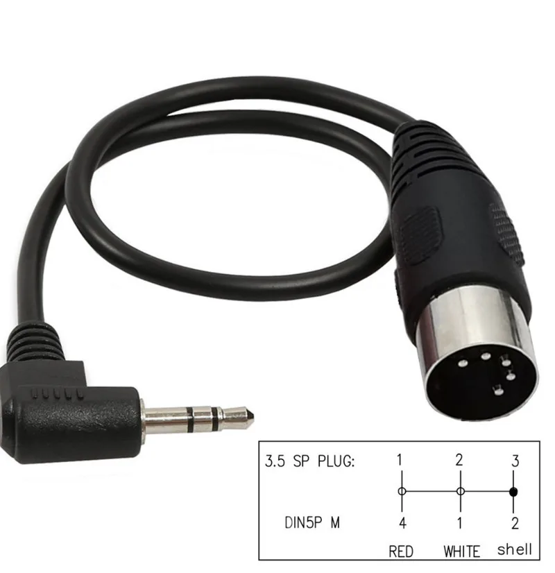 3.5mm 90 elbow Audio plug to MIDI 5 core adapter cable Computer audio output MIDI5 core DIN5P Cable