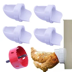 Poultry Chicken Feeder Hen Trough Gravity Farm Chicken Feed 3 Ports and Hole Saw Rainproof Feeder for Farm Coop Poultry