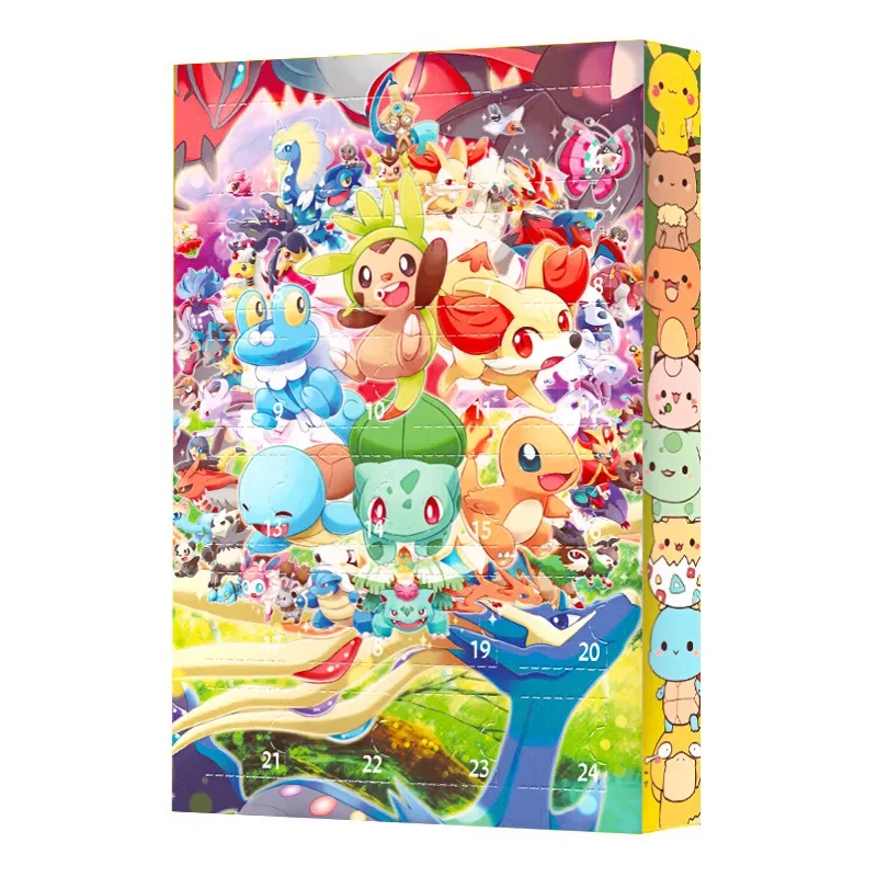 24 buah Pokemon Holiday Advent kalender kotak buta lucu kartun Pikachu orangtua-anak mainan interaktif asli boneka Anime Pikachu