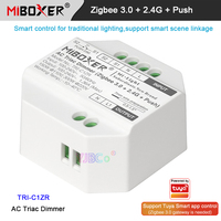 Miboxer Zigbee 3.0 AC Triac Dimmer Push switch Controller 110V 220V 2.4G  Remote control halogen lights triac dimmable LED lamps