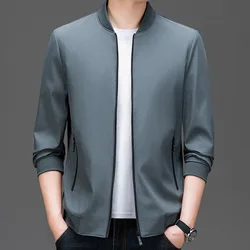 BROWON Brand 2025 Vintage Black Jacket Men Knitted Baseball Collar Solid Collar Bomber Jacket for Man Coat Business Wear