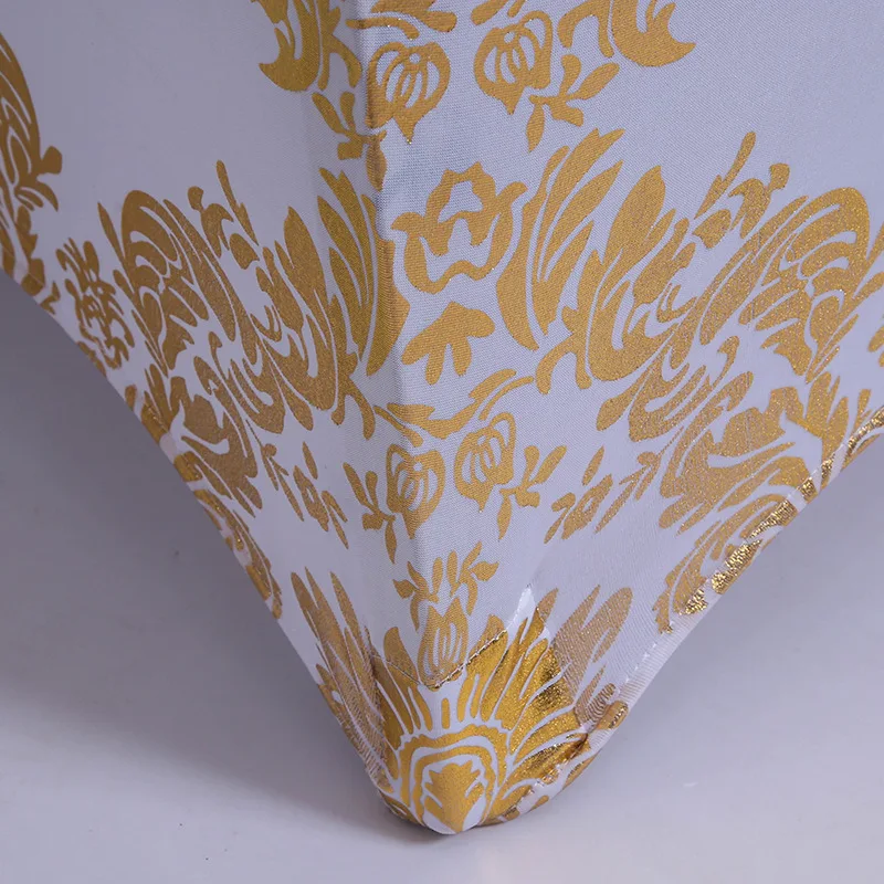 Gold Printed Chair Cover For Wedding Party Decoration Pattern Design Spandex Birthday Lycra Dining Room Chair Covers Hotel Show