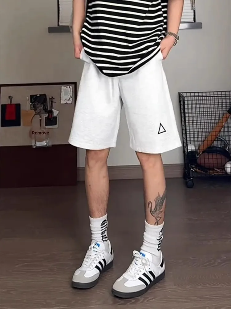 

Ele Embroidered Sports orts for Men Summer Outdoor Baskeall Training Straight Leg Five-Quarter Length Casual Pants