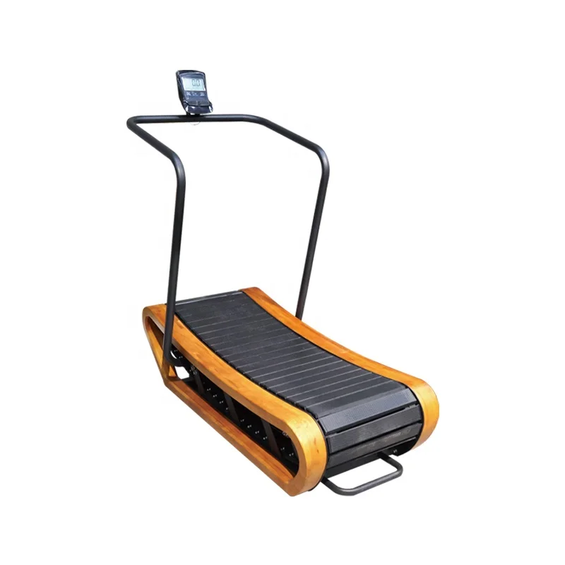 Gym Equipment Commercial Wooden Air Treadmill Non-powered Manual Curved Treadmill