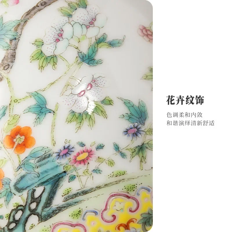 Yellow background pastel garden spring pot, Jingdezhen ceramics, storage vase