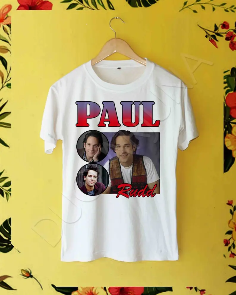 paul rudd COVER FACE  homage paul rudd, movie shirt, actor, handsome paul rudd young vintage, 90's, clothing adult unisex rare