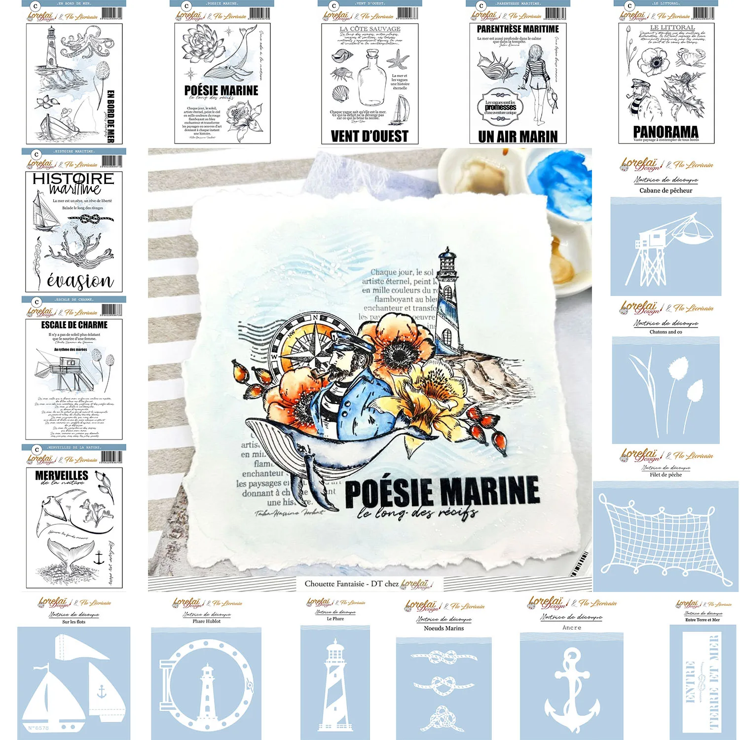 

Summer Marine French Clear Stamp and Metal Cutting Dies Scrapbook Paper Card Making Decor Photo Album Template Handmades