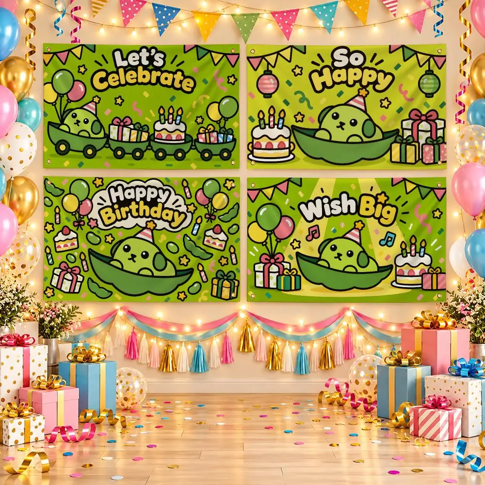 Banderas con el personaje Mameshiba, ideales para fiestas de cumpleaños, decoración de exteriores, jardines, fiestas en casa y para colgar en las paredes.