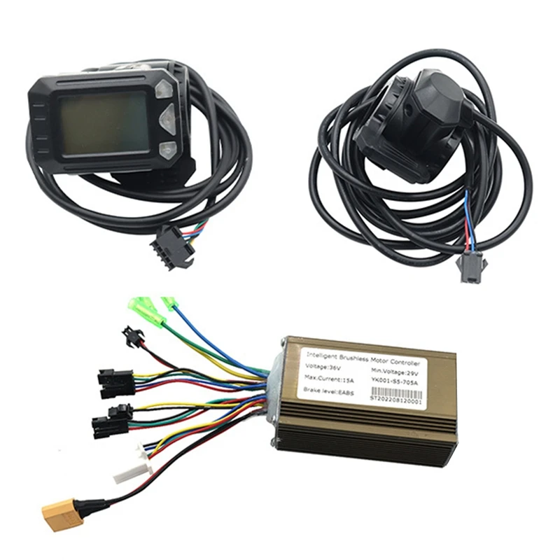 36V 15A Brushless Motor Controller+LCD Display with Thumb Throttle for 8/10 Inch Electric Scooter MTB ATV Conversion