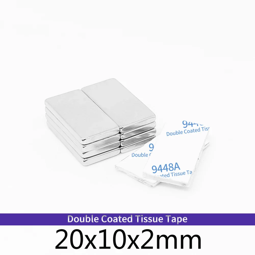 

20x10x2mm Quadrate Magnet 20*10*2mm With Double Sided Tape 20x10x2mm Powerful Magnets 20*10*2 For Home Refrigerators Offices DIY