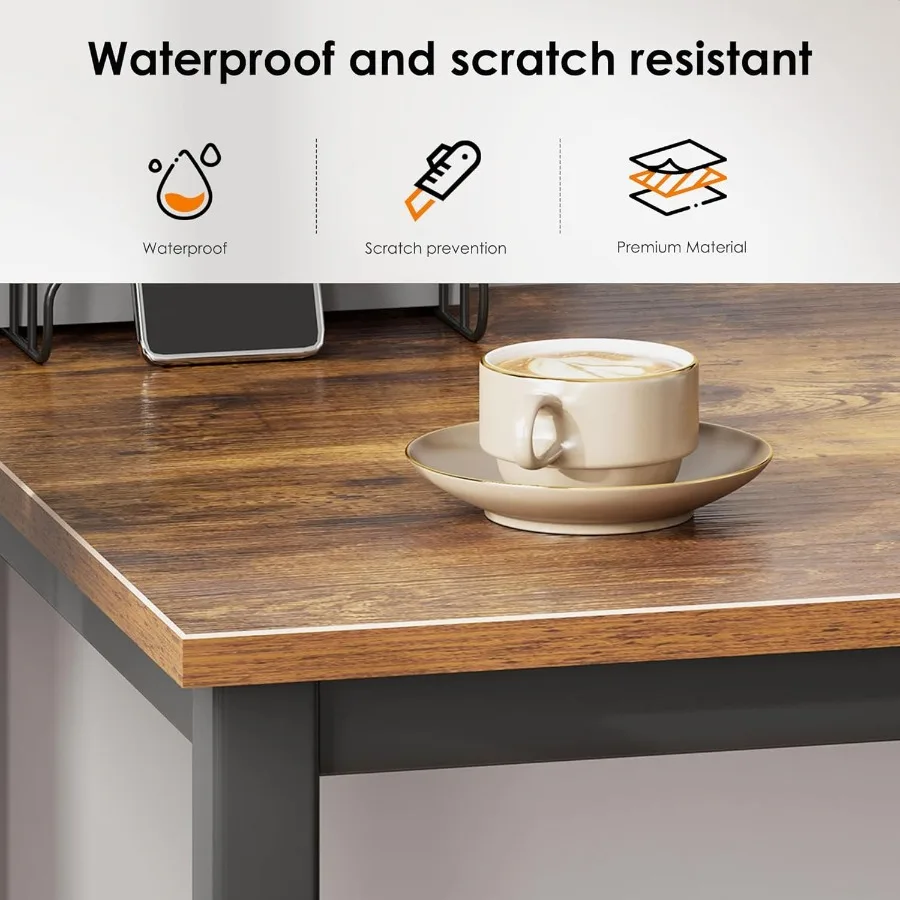 مكتب كمبيوتر مدمج مقاس 39 بوصة على الطراز القديم للمكتب المنزلي، طاولة دراسة مثالية للمساحات الصغيرة، مثالية لكتابة استخدام الكمبيوتر المحمول #4