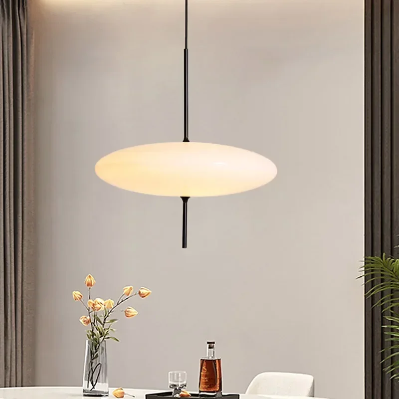 Imagem -02 - Nordic Pingente de Luz Led Minimalista Pendurado Lâmpada 50cm Preto Branco para Restaurante Estudo Sala Estar Quarto Barra Design Decoração Lâmpada