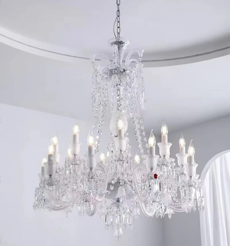 18-light Luxury Crystal Chandelier Light For Villa Living Room Modern Hanging Lamp For Restaurant Bedroom Big Stair Pendant Lamp