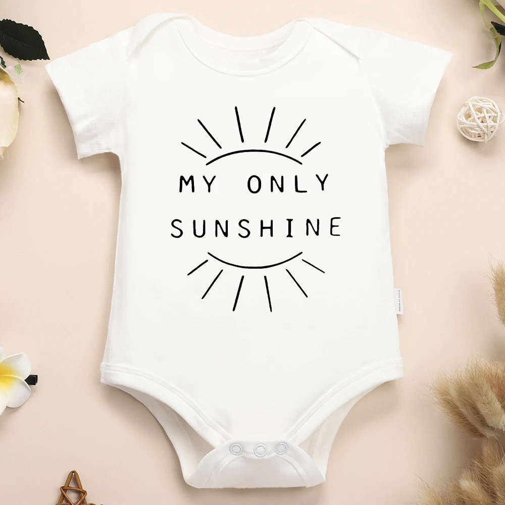 Twin Baby Bodysuits “You Are My Sunshine My Only Sunshine” Letter Print Aesthetic Newborn Clothes Cotton Summer Infant Onesies