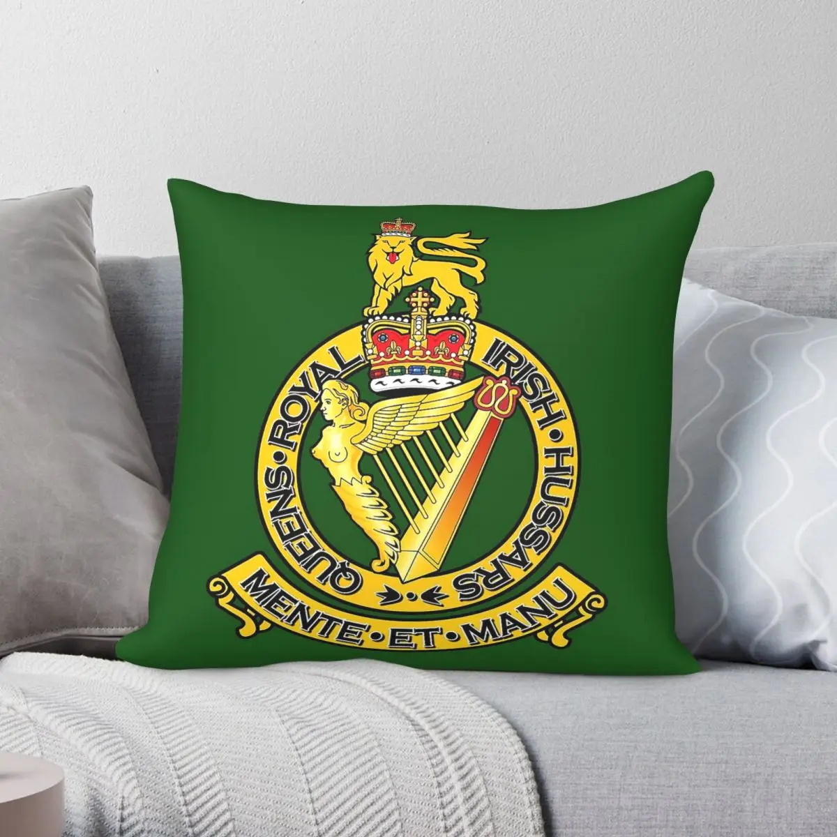 Queen's Royal Irish Hussars Square Pillowcase Polyester Linen Velvet Pattern Zip Decor Throw Pillow Case Car Cushion Cover