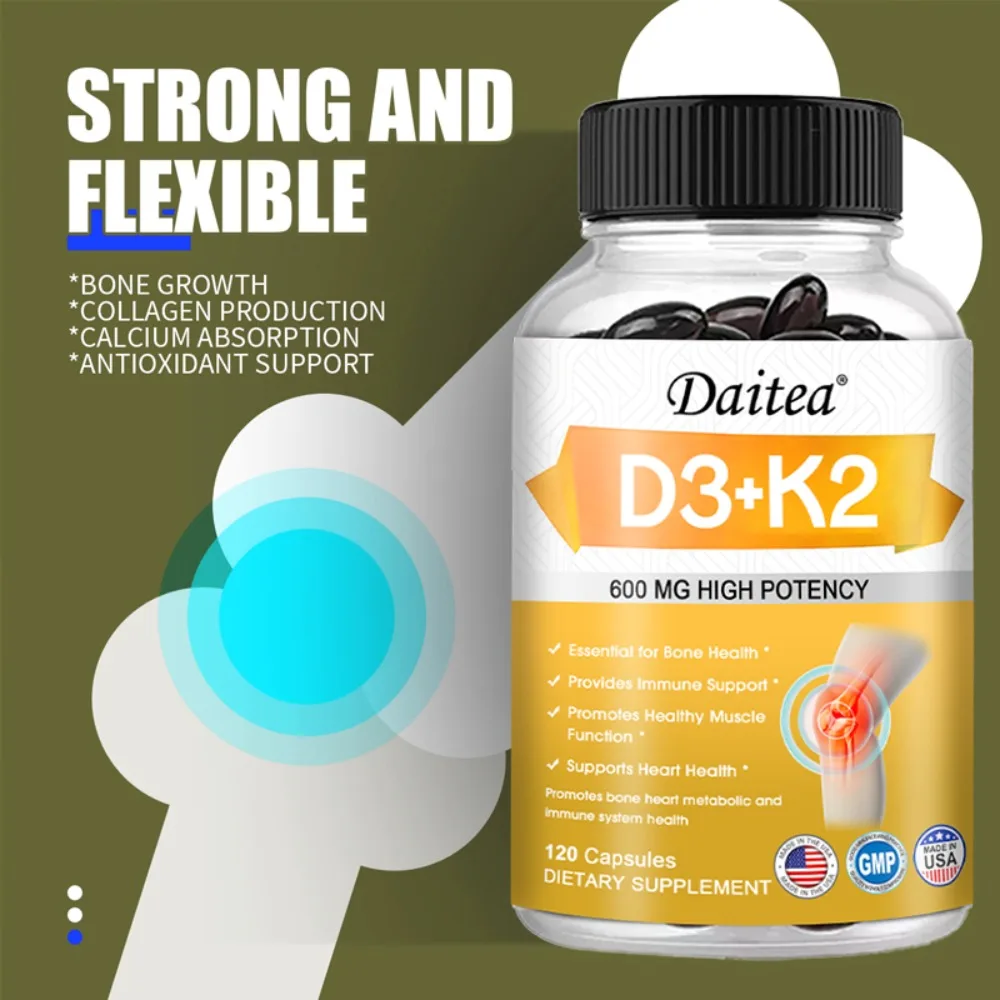 Vitamin D3 K2 Immune Support Supplement with Calcium Vitamin B12 - Daily Supplement 120pcs