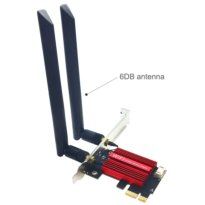 Imagem -02 - Adaptador sem Fio Pcie Wi-fi 6e 2400mbps Tri Band 2.4g 5g 6ghz Compatível com Bluetooth 5.2 Cartão Wifi de Rede para pc Win 10 11 Mt7922