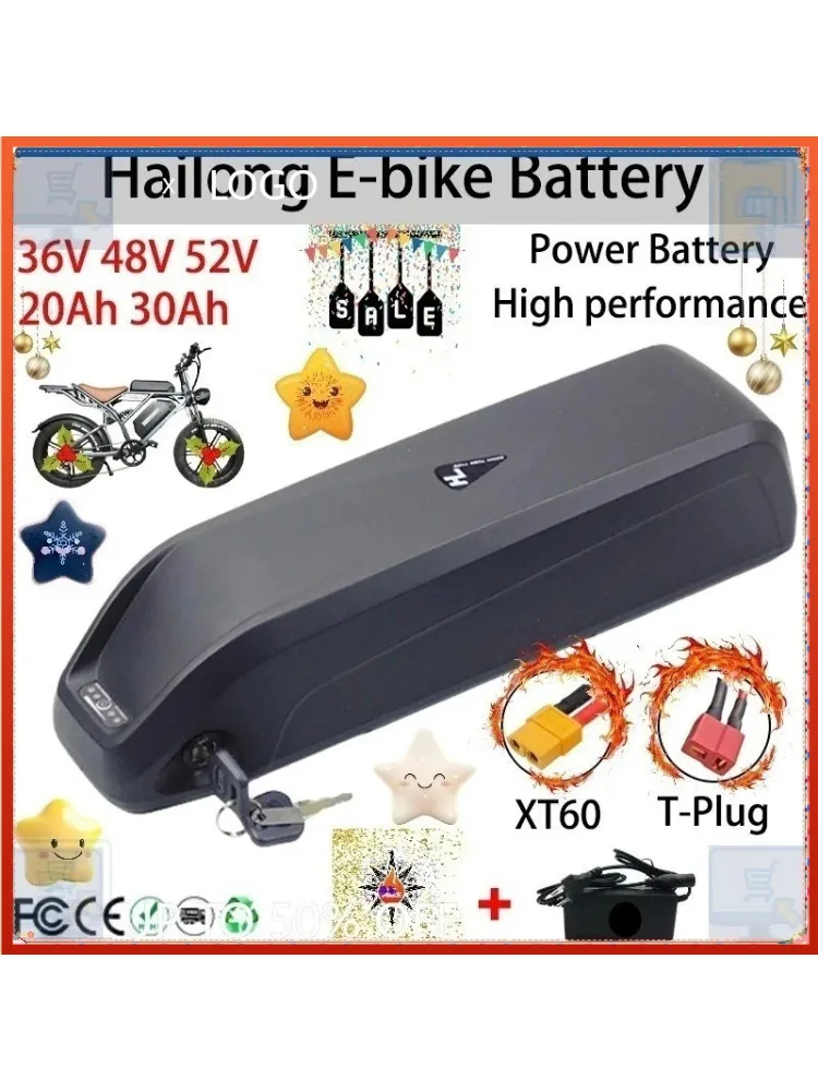 AliExpress KEPAH 🛒❕=36V 48V 52V For Motor Electric Mountain Bike Hailong Battery With BMS 20Ah 30Ah,for Bafang BBS02 BBS03 BBSHD 750W 1000W Ebik