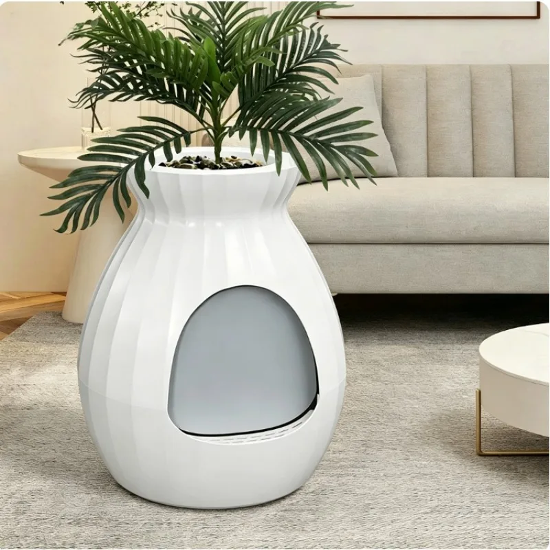 Smart Hidden Plant Cat Litter Box Odor Control Sterilization System Large Capacity Enclosed Pet Toilet For Big Cats Indoor