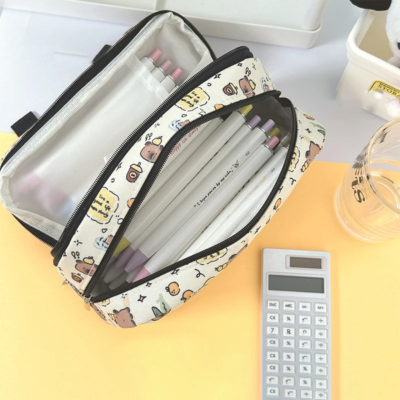 مقلمة كابيبارا اللطيفة على شكل رسوم كرتونية كاواي - حقيبة أقلام ذات سعة كبيرة للفتيات والأطفال والطلاب - تخزين القرطاسية المدرسية
