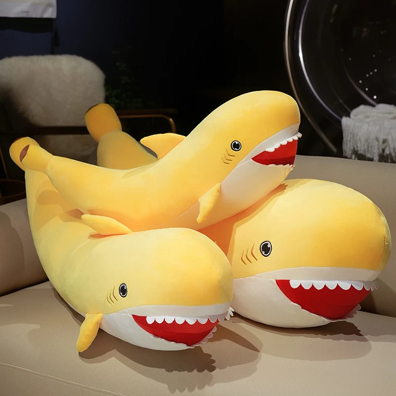 

60-95CM Cartoon Shark Banana Stuffed Animal Plush Toy Doll Children's Creative Shark Banana Combination Handmade Doll