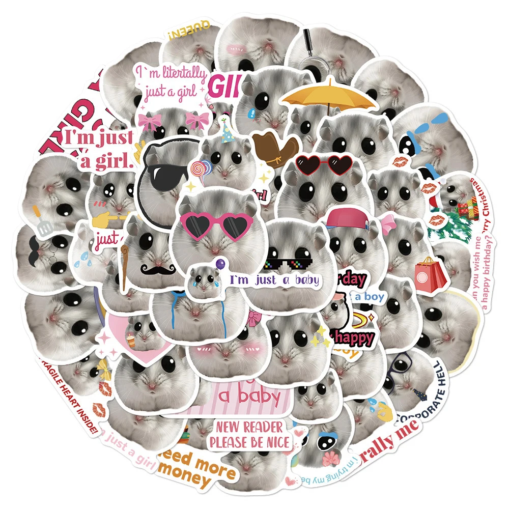

10/30/50pcs Kawaii Animal Hamster Meme Stickers Cute Cartoon Decals Decoration Scrapbook Suitcase Phone Classic Kids Toy Sticker