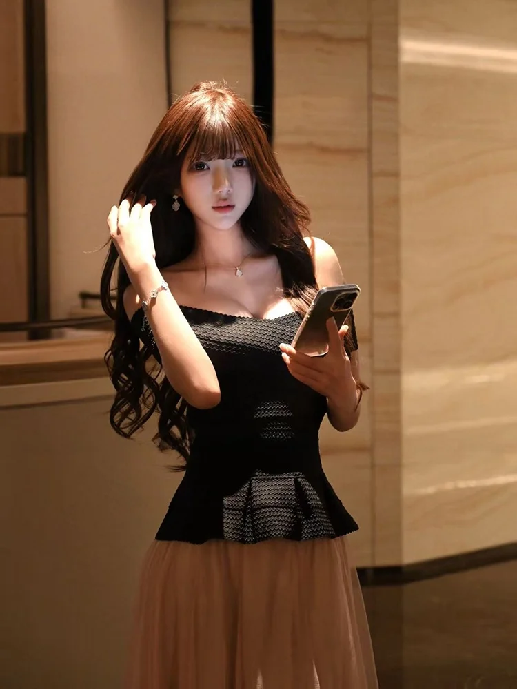 

Женский топ Uomosi STAZF7 больших размеров с коротким рукавом на одно плечо, весна-лето, винтажный стиль, с оборками по низу и утягивающим поясом