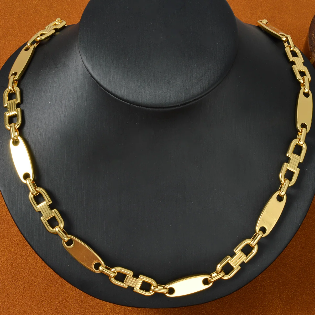 Gold Plated Mixed Oval Link Chain Necklace Women Retro Chunky Choker Minimalist Geometric Statement Jewelry Daily Party Gift