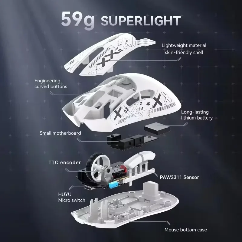 

Attack Shark R1 1k Wireless Lightweight Gaming Mouse PAW3311 Optical Sensor 18000DPI Macro Defines Computer Mouse Accessories