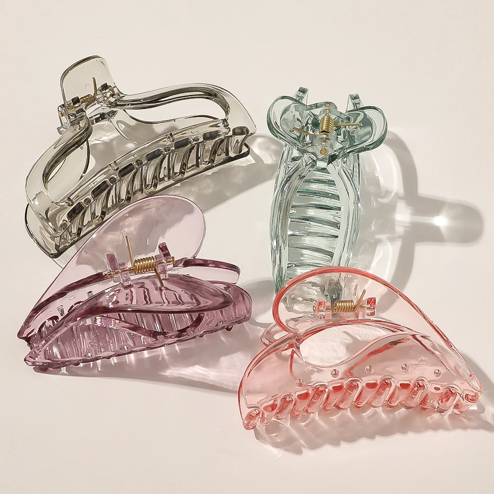 2020 New Large Hair Claw Clip Women Girls High Quality Transparent Plastic Hair Crab Clamps Barrette Hairpins Makeup Accessories