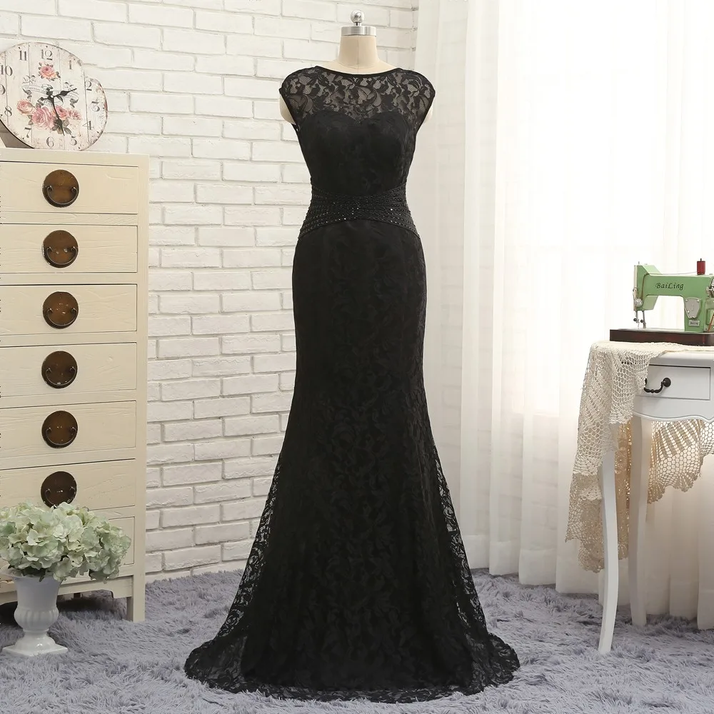 

Black Mother Of The Bride Dresses Mermaid Cap Sleeves Lace Beaded Plus Size Long Groom Mother Dresses For Wedding